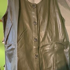 LOFT XS Petite faux leather olive jumper